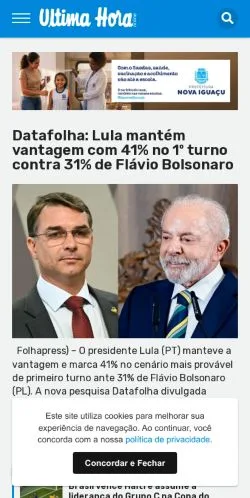 Anteprima del sito Ultima Hora Online, media di Brasile per articoli sponsorizzati