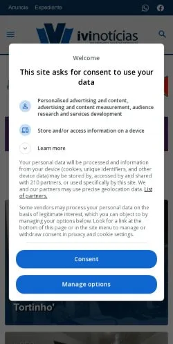 Anteprima del sito Site Ivinoticias, media di Brasile per articoli sponsorizzati