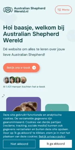 Anteprima del sito Australian Shepherd Wereld, media di Paesi Bassi per articoli sponsorizzati
