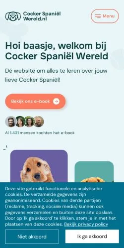 Anteprima del sito Cockerspanielwereld, media di Paesi Bassi per articoli sponsorizzati