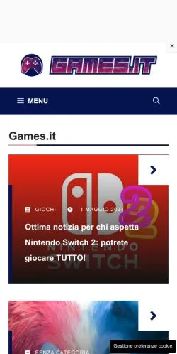 Vista previa del sitio Games, medio de Italia para artículos patrocinados