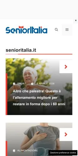 Anteprima del sito Senior Italia, media di Italia per articoli sponsorizzati