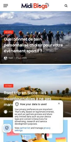 Vista previa del sitio MidiBlogs, medio de Francia para artículos patrocinados