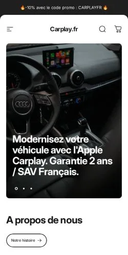 Podgląd witryny Carplay, medium z kraju Francja do artykułów sponsorowanych