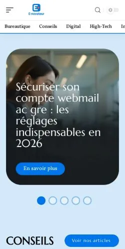 Anteprima del sito E-novateur, media di Francia per articoli sponsorizzati