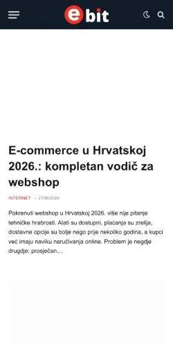 Forhåndsvisning av nettstedet eBit, medium fra Kroatia for sponsede artikler