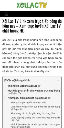 Aperçu du site Xôi Lạc TV, média de Viêt Nam pour articles sponsorisés