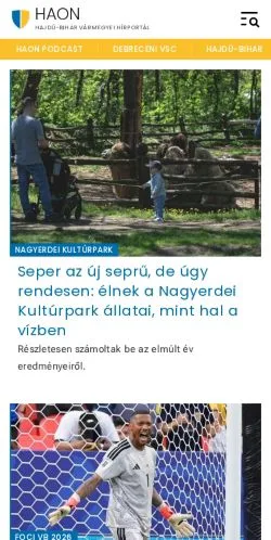 Podgląd witryny HAON, medium z kraju Węgry do artykułów sponsorowanych