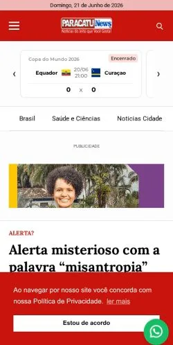 Anteprima del sito Paracatu News, media di Brasile per articoli sponsorizzati