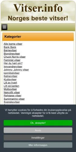Anteprima del sito Norges Beste Vitser, media di Norvegia per articoli sponsorizzati