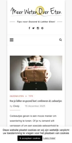 Anteprima del sito Meer Weten Over Eten, media di Paesi Bassi per articoli sponsorizzati