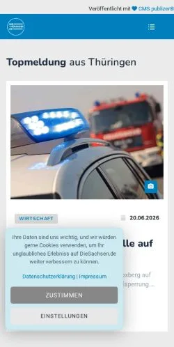 Anteprima del sito Die Thüringer, media di Germania per articoli sponsorizzati