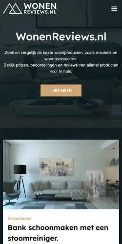 Vista previa del sitio WonenReviews, medio de Países Bajos para artículos patrocinados