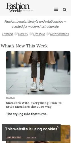 Anteprima del sito Fashion Weekly, media di Australia per articoli sponsorizzati