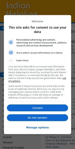 Anteprima del sito Indian Helpline, media di India per articoli sponsorizzati