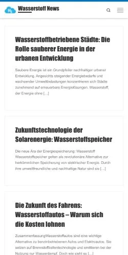 Podgląd witryny Wasserstoff News, medium z kraju Niemcy do artykułów sponsorowanych