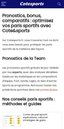 Anteprima del sito Cote&Sports, media di Francia per articoli sponsorizzati
