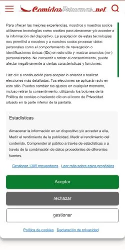 Anteprima del sito Comidas Peruanas, media di Spagna per articoli sponsorizzati
