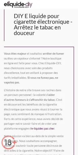 Anteprima del sito Eliquide-DIY, media di Francia per articoli sponsorizzati