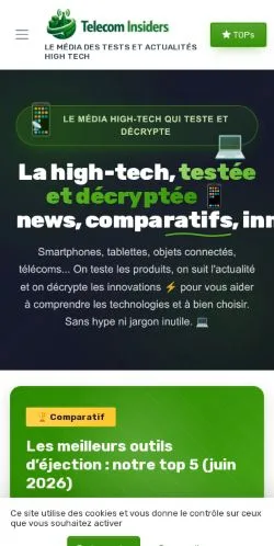 スポンサード記事向けのフランスメディア、Telecom Insidersのサイトプレビュー