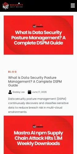 Pré-visualização do site Daily Security Review, meio de Estados Unidos para artigos patrocinados