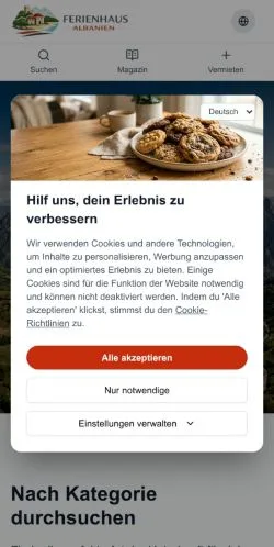 스폰서 기사용 독일 매체 Ferienhaus Albanien 사이트 미리보기