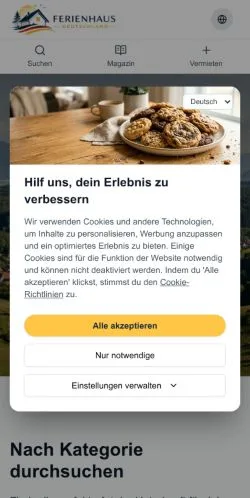 Anteprima del sito Ferienhaus Deutschland, media di Germania per articoli sponsorizzati