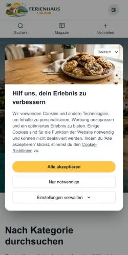 Anteprima del sito Ferienhausurlaub, media di Germania per articoli sponsorizzati