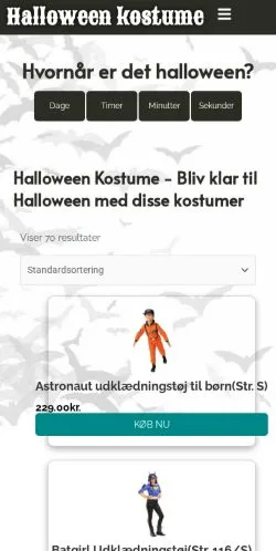 Podgląd witryny Halloween Kostume, medium z kraju Dania do artykułów sponsorowanych