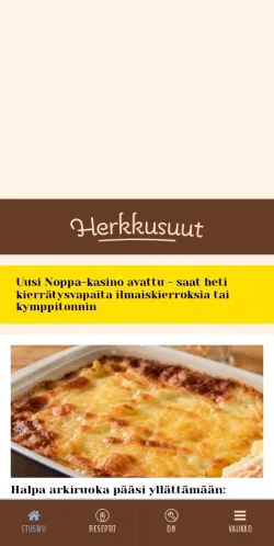 Anteprima del sito Herkkusuut, media di Finlandia per articoli sponsorizzati