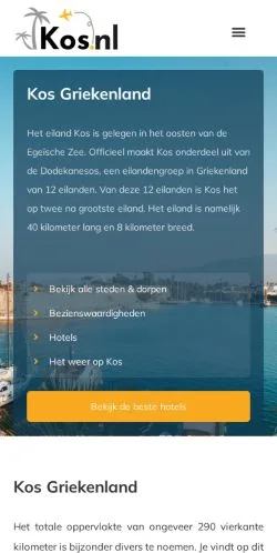 Forhåndsvisning av nettstedet Vakantie Kos, medium fra Nederland for sponsede artikler