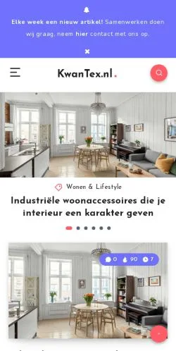 Pré-visualização do site KwanTex, meio de Países Baixos para artigos patrocinados