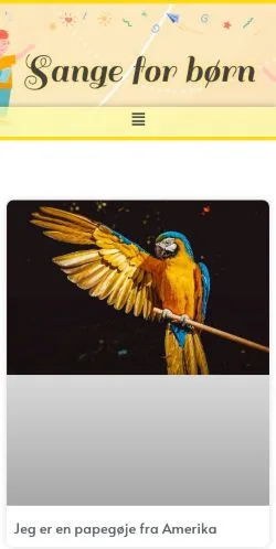Pré-visualização do site Sange For Børn, meio de Dinamarca para artigos patrocinados