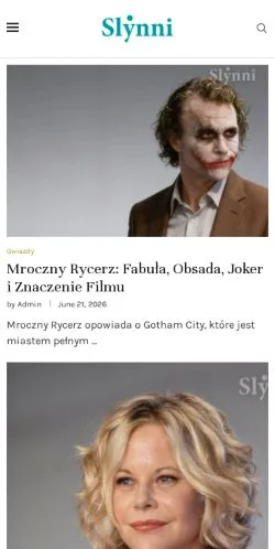 Anteprima del sito Slynni, media di Polonia per articoli sponsorizzati