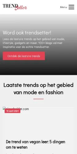 Pré-visualização do site Trendsetter, meio de Países Baixos para artigos patrocinados