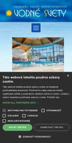 Anteprima del sito Aquapark kúpele a kúpaliská, media di Slovacchia per articoli sponsorizzati