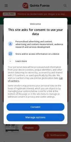 Anteprima del sito Quinta Fuerza, media di Messico per articoli sponsorizzati