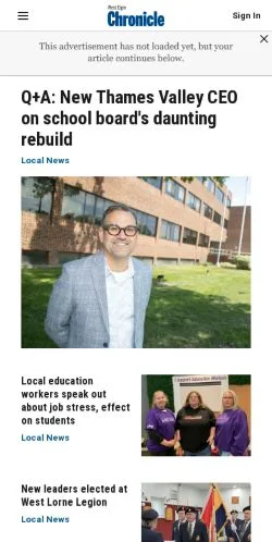Anteprima del sito The West Elgin Chronicle, media di Canada per articoli sponsorizzati