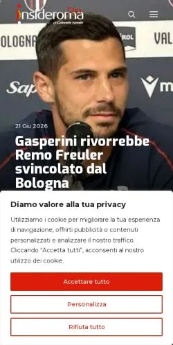 スポンサード記事向けのイタリアメディア、Insideromaのサイトプレビュー
