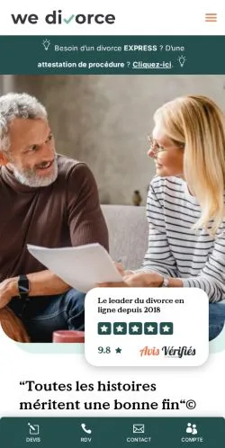 Anteprima del sito WeDivorce, media di Francia per articoli sponsorizzati