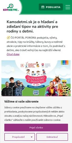 Anteprima del sito Kam S Deťmi, media di Slovacchia per articoli sponsorizzati
