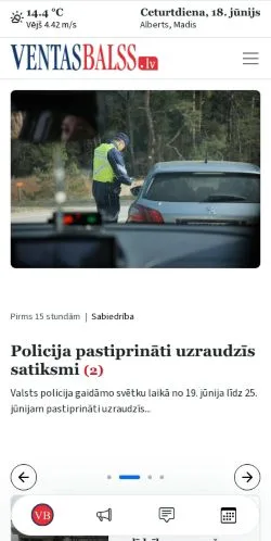 Anteprima del sito Ventas Balss ziņu portāls, media di Stati Uniti per articoli sponsorizzati