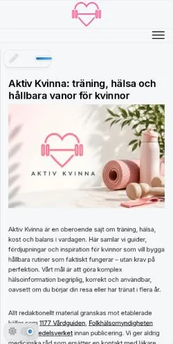 Podgląd witryny Aktiv Kvinna, medium z kraju Szwecja do artykułów sponsorowanych