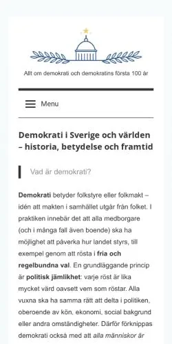 Podgląd witryny Demokrati100, medium z kraju Szwecja do artykułów sponsorowanych