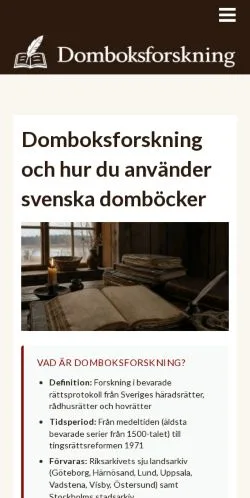 Anteprima del sito Domboksforskning, media di Svezia per articoli sponsorizzati