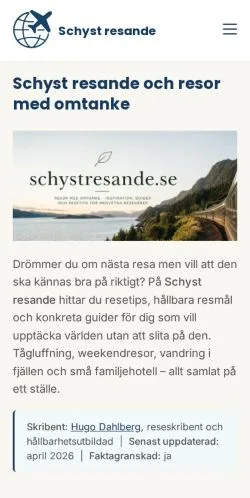 Anteprima del sito Schyst Resande, media di Svezia per articoli sponsorizzati