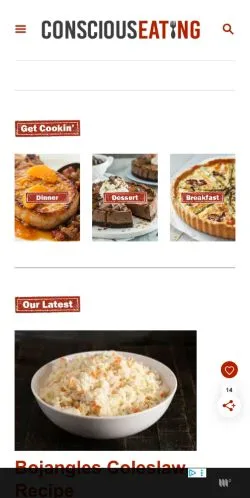 Pré-visualização do site Conscious Eating, meio de Estados Unidos para artigos patrocinados