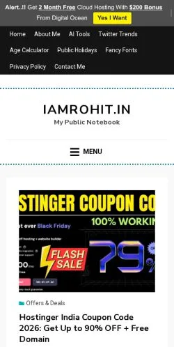 Anteprima del sito Iamrohit, media di India per articoli sponsorizzati