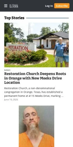 Preview of the Orange Leader website, a media outlet in United States for sponsored articles