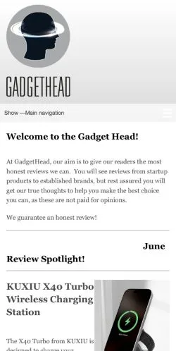 Vista previa del sitio The Gadget Head, medio de Estados Unidos para artículos patrocinados